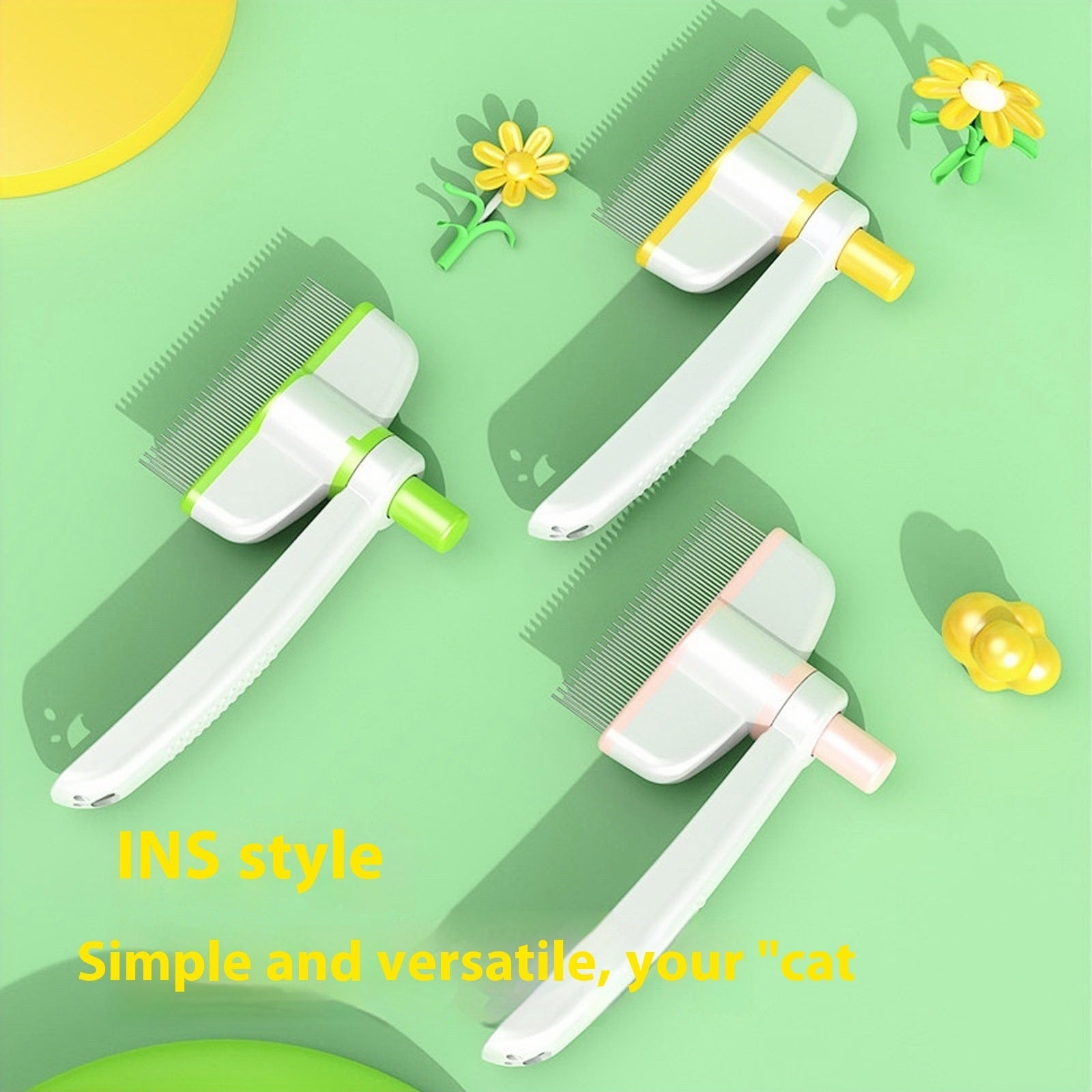 Cat Comb Tie Removal Floating Hair Magic Long Hair Pet Self-Cleaning Row Dog Cat Comb Grooming Supplies Flea Removal Brush Pets Products - ChatZen